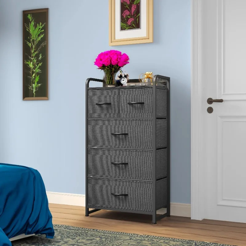 Small Dresser with 5 Drawers for Closet,Organizer Unit for Bedroom, Living Room & Closets,Dresser for Bedroom,