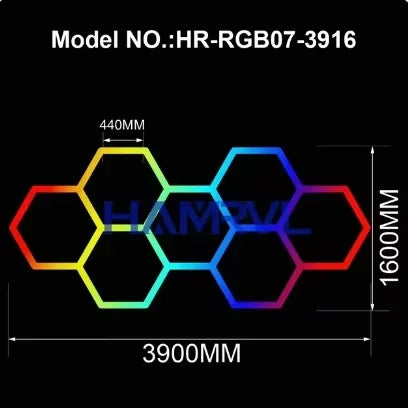 RGB Hexagon LED Garage Light - Hexagon panel light with multi changing music synchronization suitable for gym gaming room party