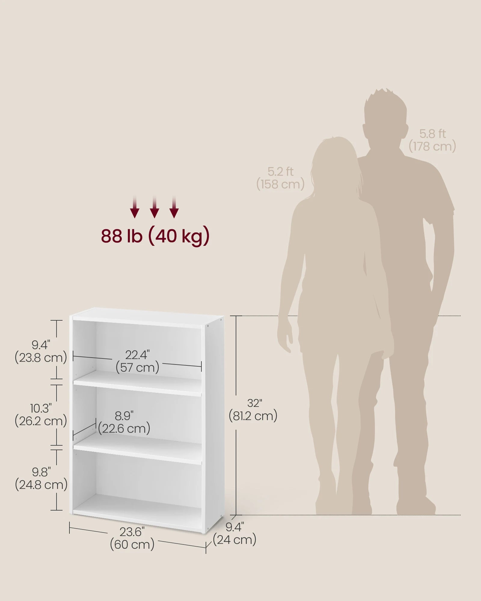 3-Tier Open Bookshelf – Compact Storage Shelf for Living Room
