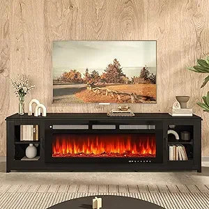 One in a Million 90-inch Fireplace TV Stand with 60-inch Electric Fireplace, Modern Entertainment Center for TVs up to 100 inche