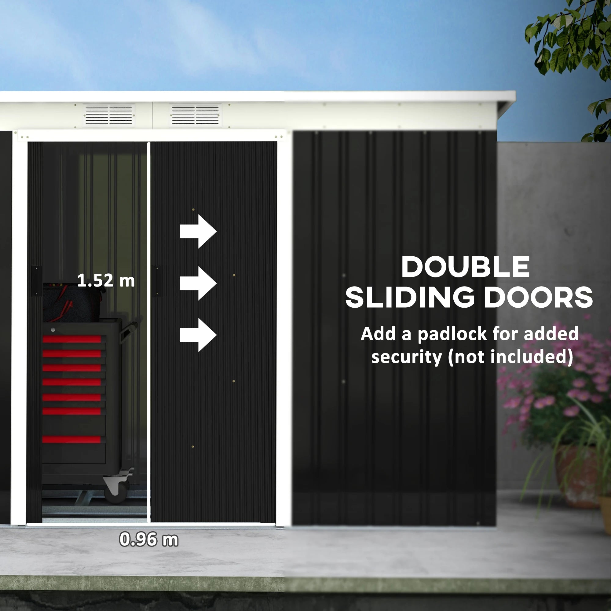 9' X 4' Metal Outdoor Storage Shed with Lockable Doors, Gray