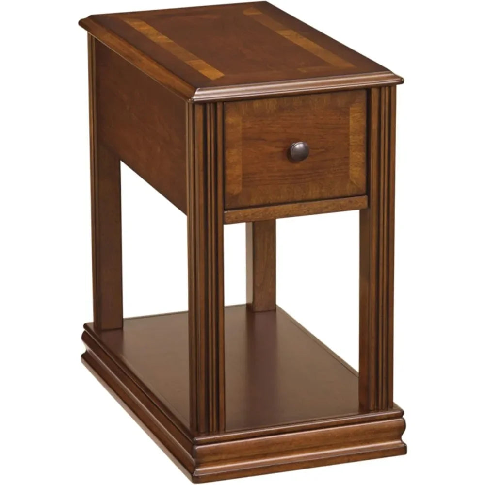 Ashley Breegin Chair Side End Table, 1 Drawer, 1 Fixed Shelf, Veneers, Wood, , 13.13" W x 22.13" D x 23" H, Brown
