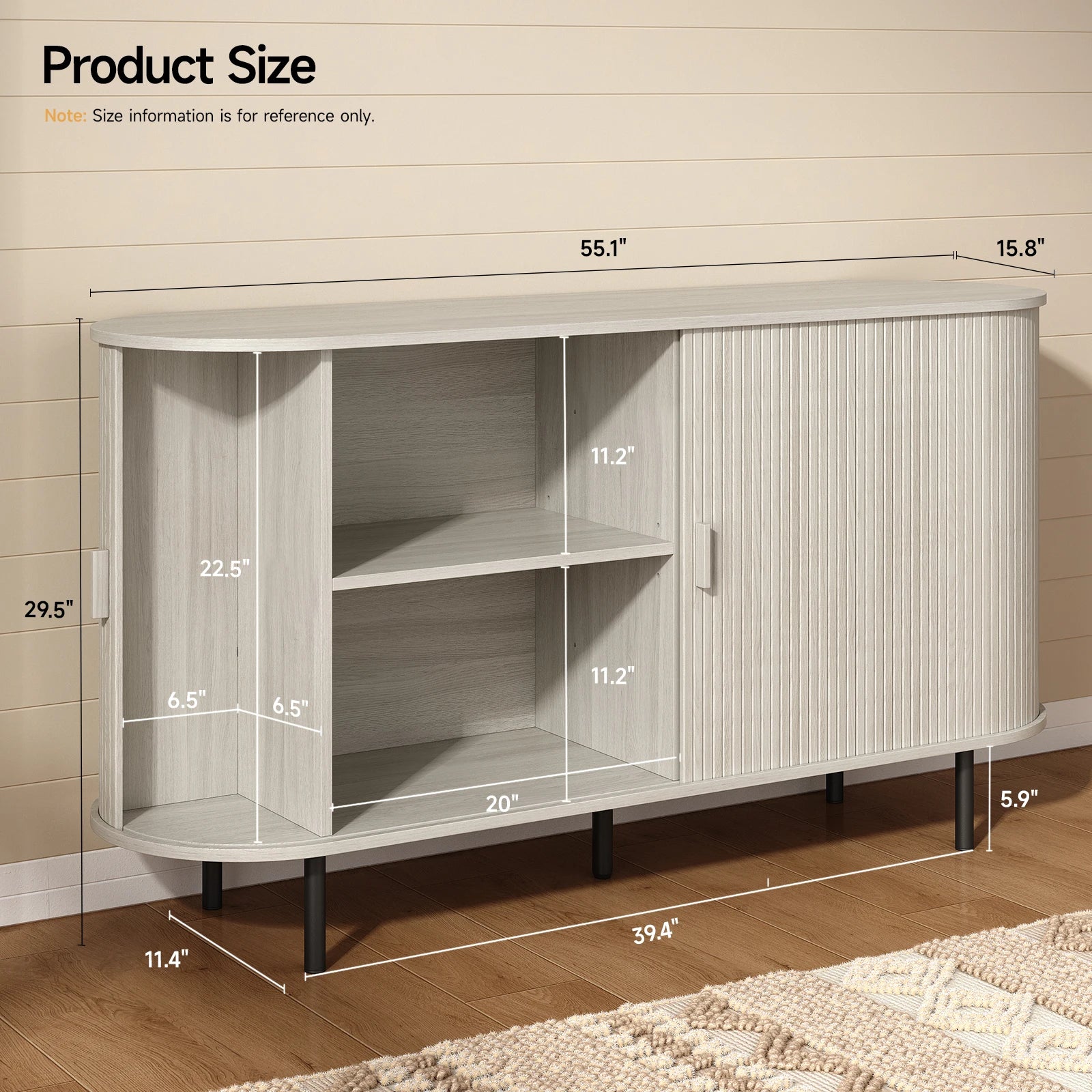 Sideboard Buffet Cabinet with Sliding Door, Storage Cabinet & Adjustable Shelf, Coffee Bar Cabinet Console Table
