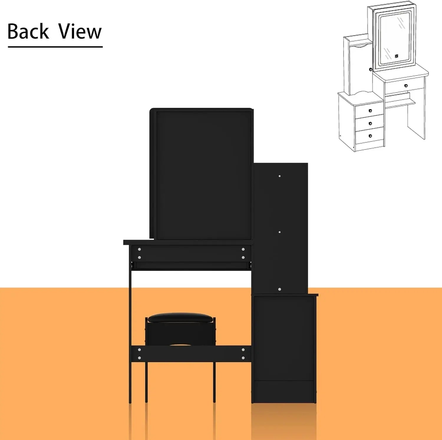 Vanity Mirror with Lights Desk and Chair, Vanity Desk with Sliding Lighted Mirror, Makeup Vanity with Lights