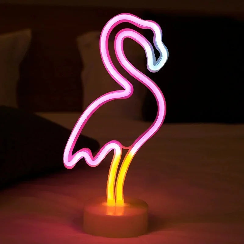 Battery/USB Power LED Neon Sign Light Holiday Flamingo Night Lamp Xmas Party Wedding Decoration Home Gift Cloud Heart Neon Light