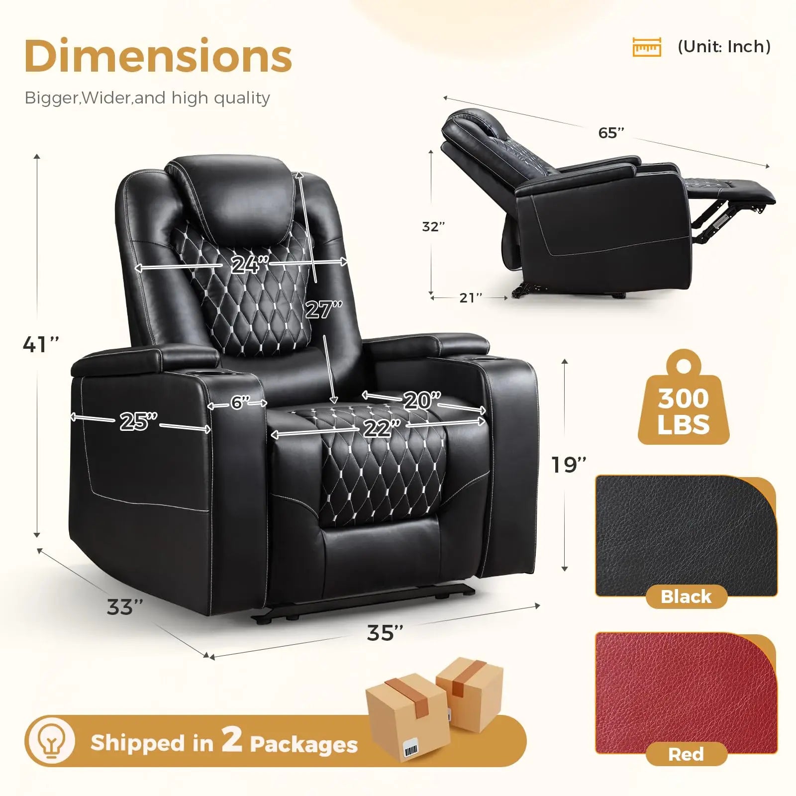 Electric Power Recliner Chair with USB Ports and Cup Holders, Breathable Leather Home Theater Seating with Hidden Arm Storage