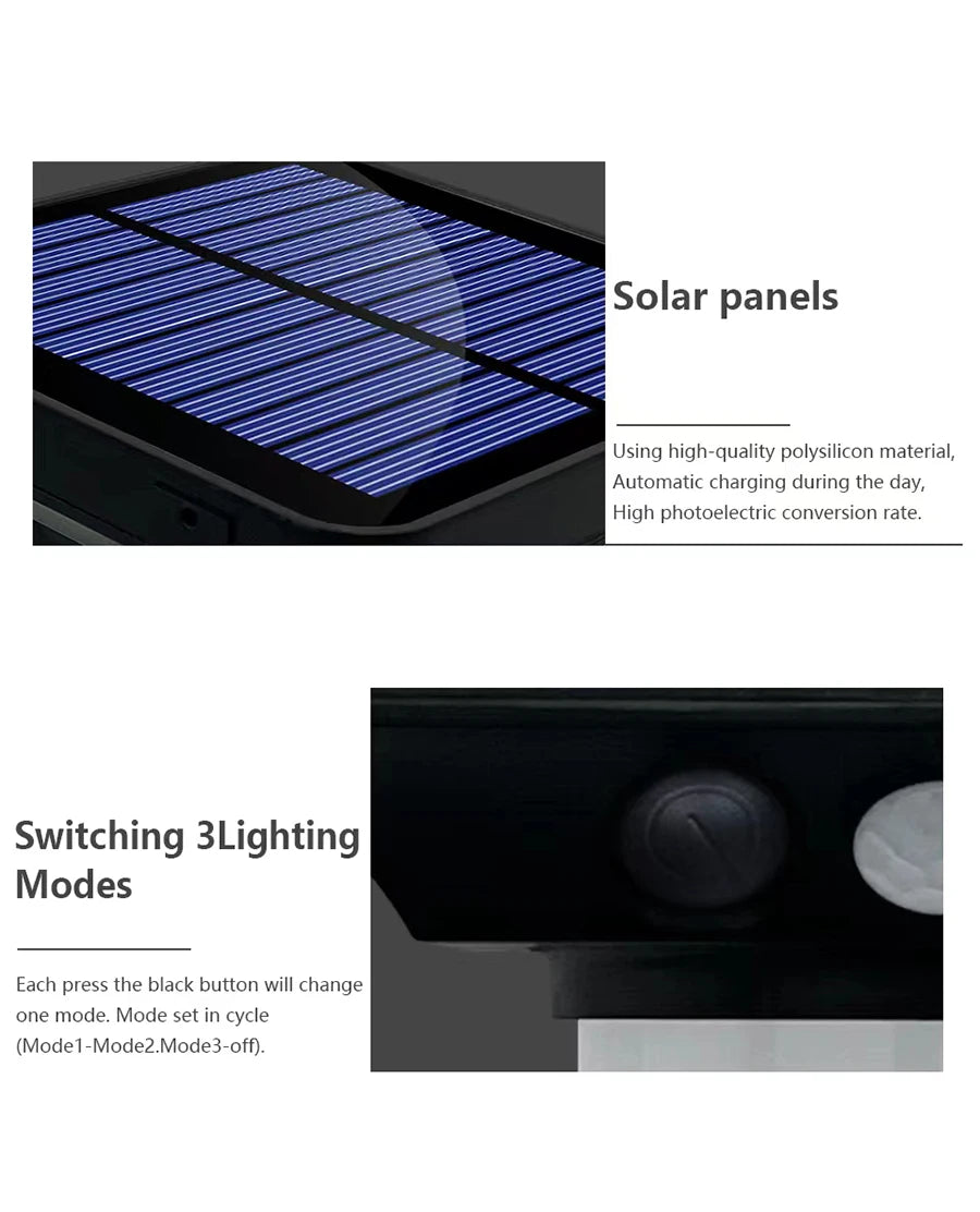 Solar Lights Outdoor Garden Solar Powered Wall Lamp Waterproof Motion Sensor Pathway Light Landscape Path Yard Backyard Lawn