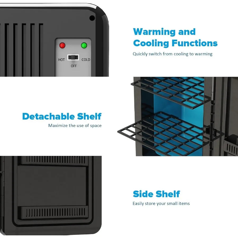 22L 30Cans Mini Fridge for Bedroom 12V DC Portable Cooler and Warmer with Glass Front Compact Refrigerator Ideal for Car Office