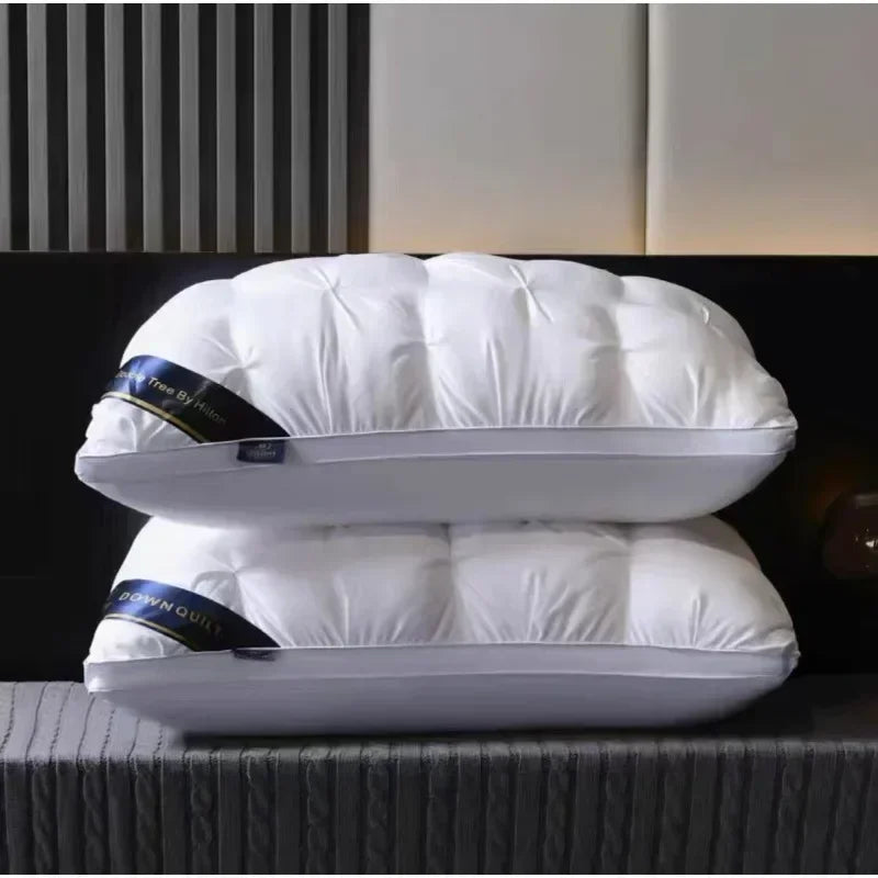 48x74cm Luxury White Goose Down Pillows Down-proof King Queen 100% Cotton Bedding 3D Style Rectangle Pillow for You Lover Gift