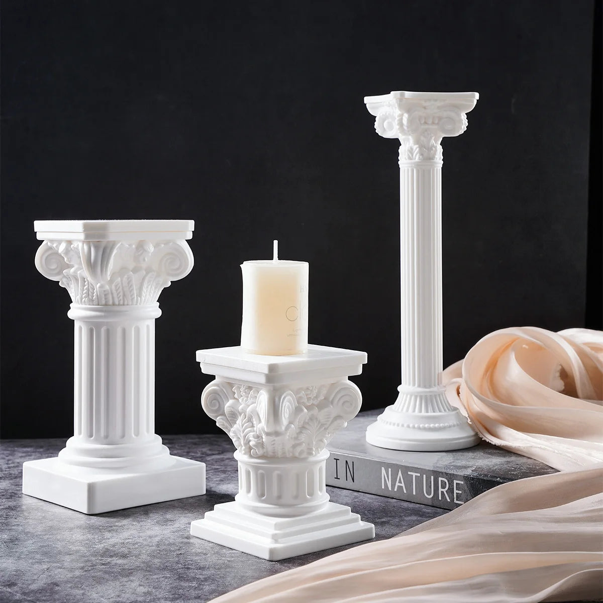 1PC, Roman column sculpture resin handicraft statues, festival decorative candlesticks, Roman column church decorations