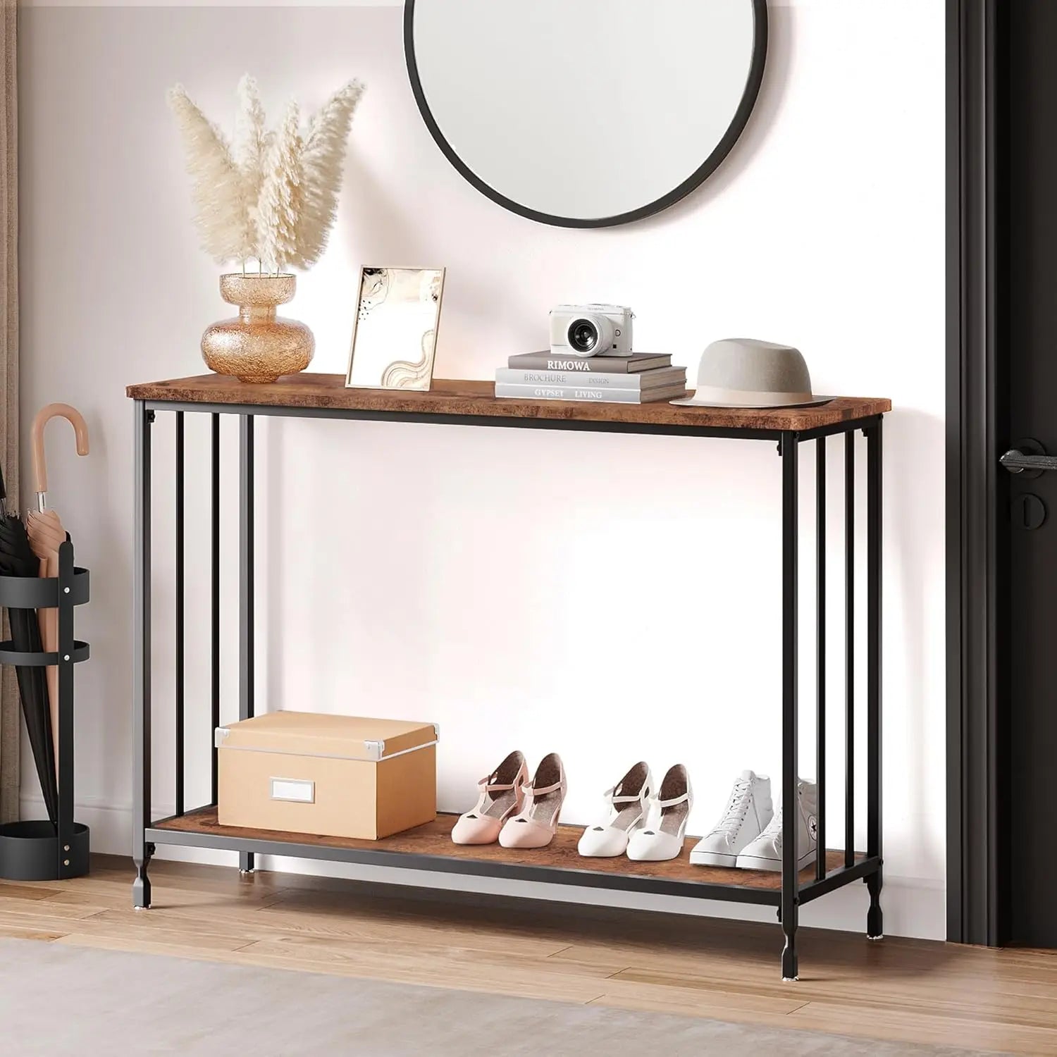 Console Table 105cm Sofa Tables Narrow Entryway Table Metal Frame Behind Couch Table for Living Room Foyer Hallway Bedroom