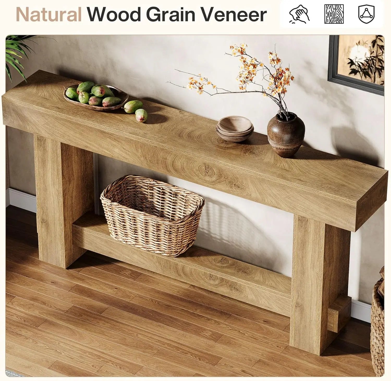 70.9 Entryway Console Table, Extra Long Wooden Farmhouse Sofa Table Behind Couch, Modern Rustic Foyer Stand