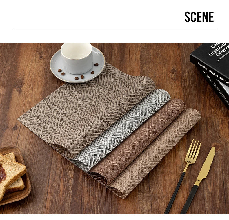 2/4/6PCS Placemats Dining Table Placemats Durable Washable Wipeable PVC Table Mats Pads for Hotel Banquet Party Home Decoration