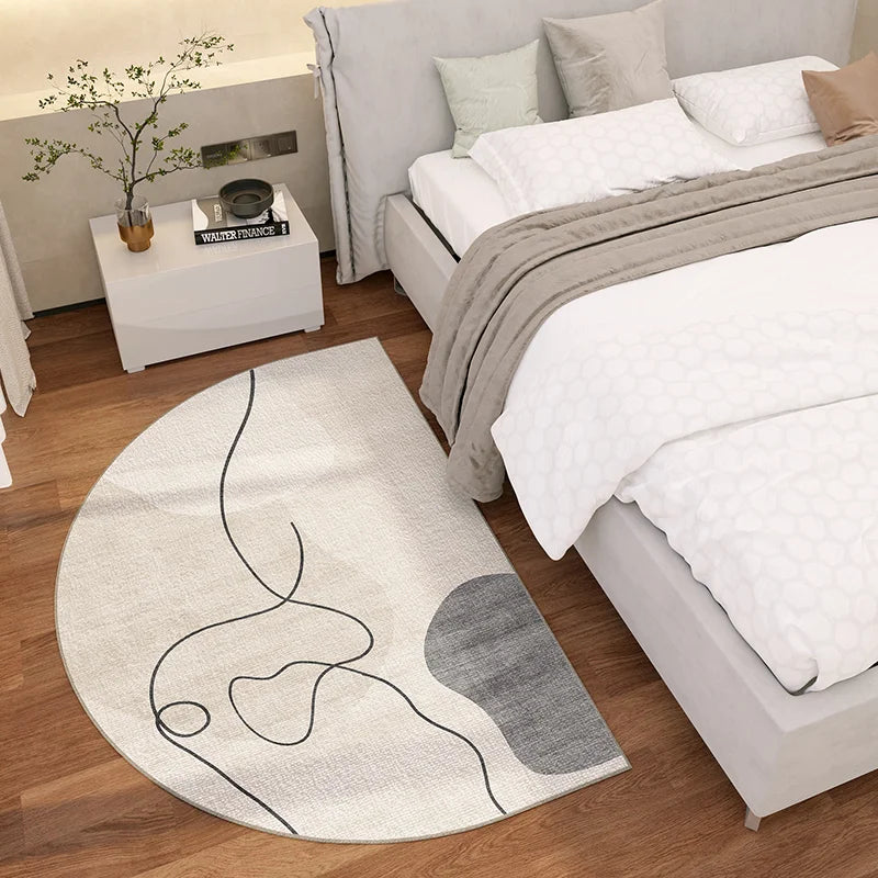 VIKAMA Simple Lines Semi-Circular Carpet Durable And Easy To Clean Home Bedroom Bedside Rug Entrance Doormat Home Decor