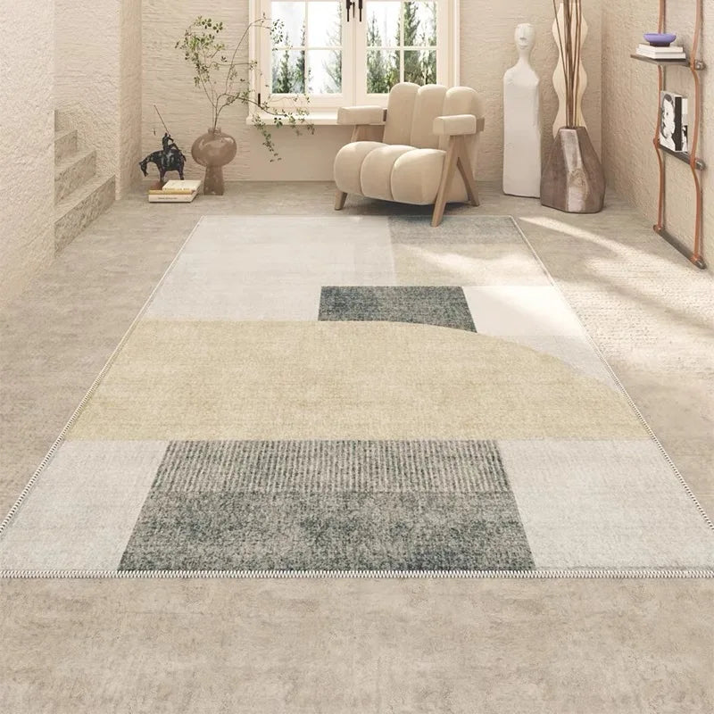 VIKAMA Summer Cool Cream Style Premium Rug Living Room Sofa Bedroom Floor Mat Bedside Rug Stain Resistant Home Decoration