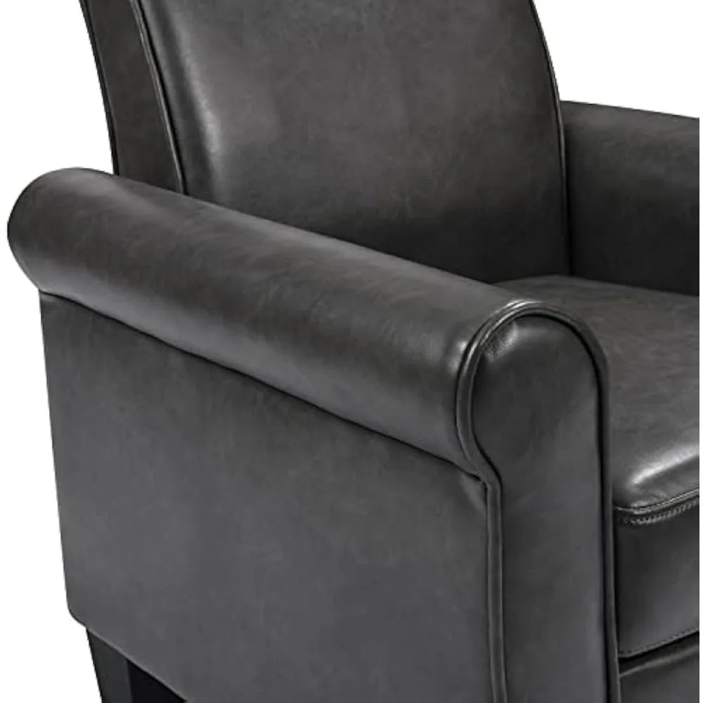 Faux Leather Accent Chair – Modern Club Armchair in Grey