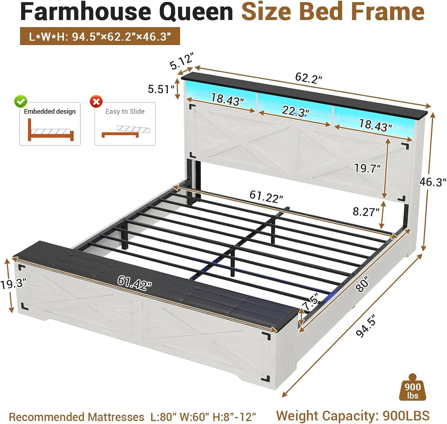 Grey King Size Upholstered Bed Frame with Bookcase Headboard – 4 Drawers & Hidden Storage