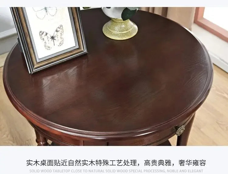American Small Coffee Table Wooden Side Sofa Side Cabinet Small Round Table Living Room Telephone Casual Coffee Table