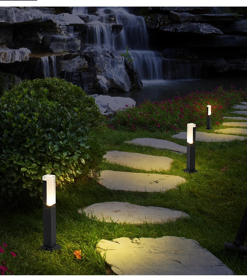 Aluminum Modern minimalist square garden villa park landscape lights, LED lawn lights, outdoor waterproof courtyard lights