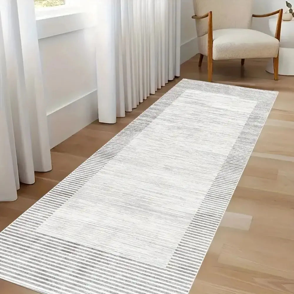 VIKAMA Simple Grey Abstract Carpet - Long Rectangular Floor Mat for Hallway, Bedroom Side Cushion, Home Decoration