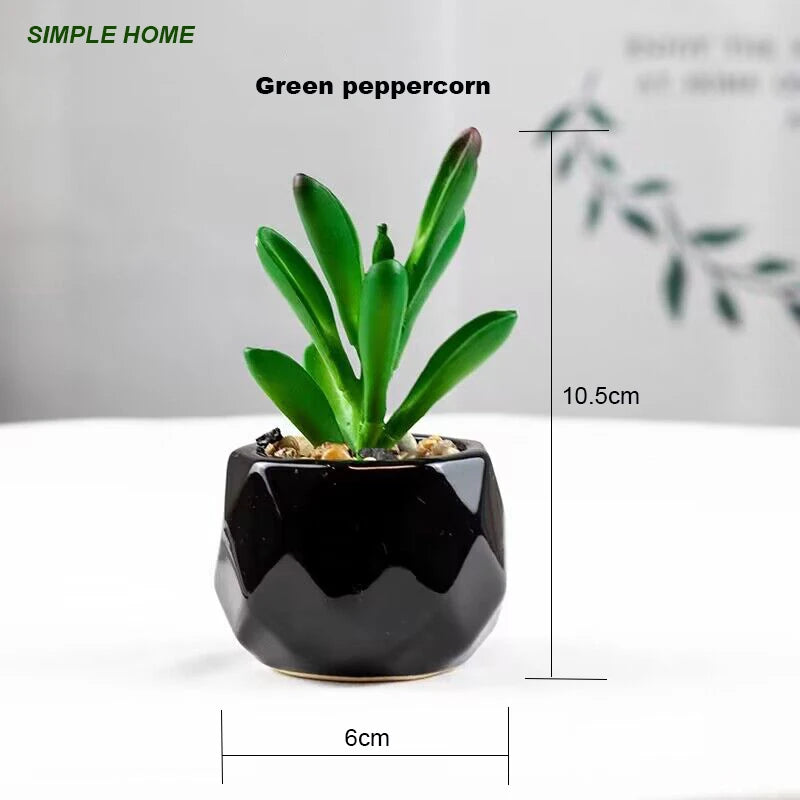 Artificial Succulent Bonsai Plants With Pottery Pot For Room Decoration Office Table Home Garden Decor