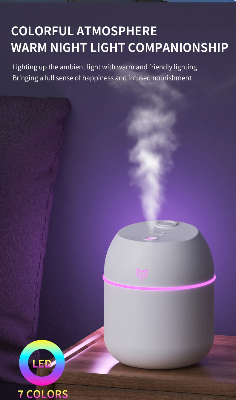 200ML Air Mini Humidifier Portable USB Aroma Essential Oil Diffuser Car Purifier Mist Maker LED Lamp Lighting For Home Bedroom