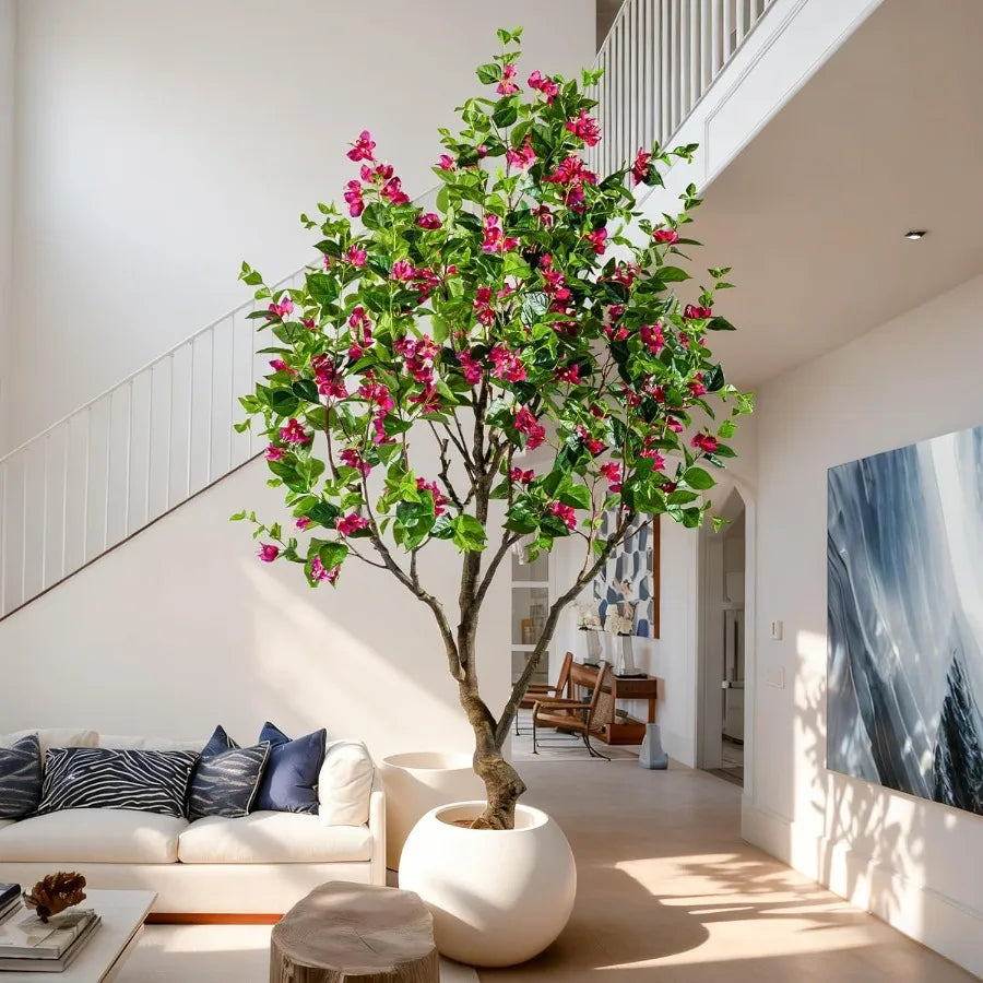 Artificial Bougainvillea Tree 8FT UV Resistant Fake Bougainvillea Plant in Pot for Outdoor Indoors Realistic Faux Flowering Tre