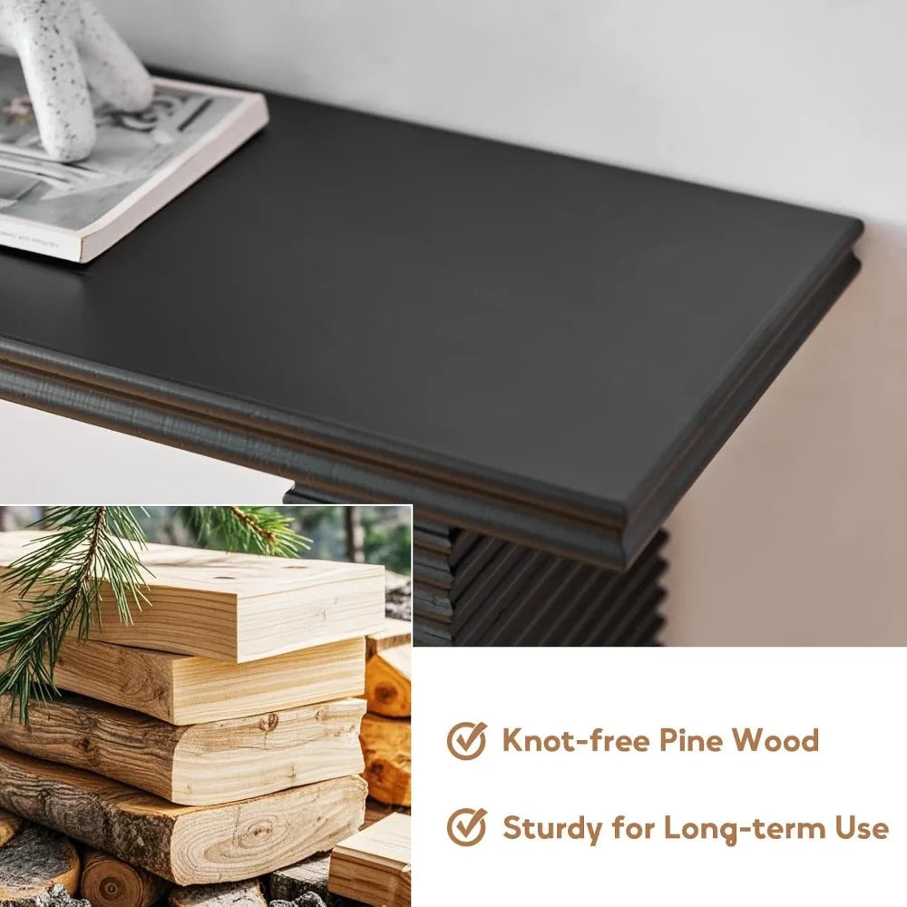 Wood Console Table, 55.3 Long Sofa Table, Farmhouse Fluted Entryway Table For Living Room, Hallway, Entrance Foyer, Eas