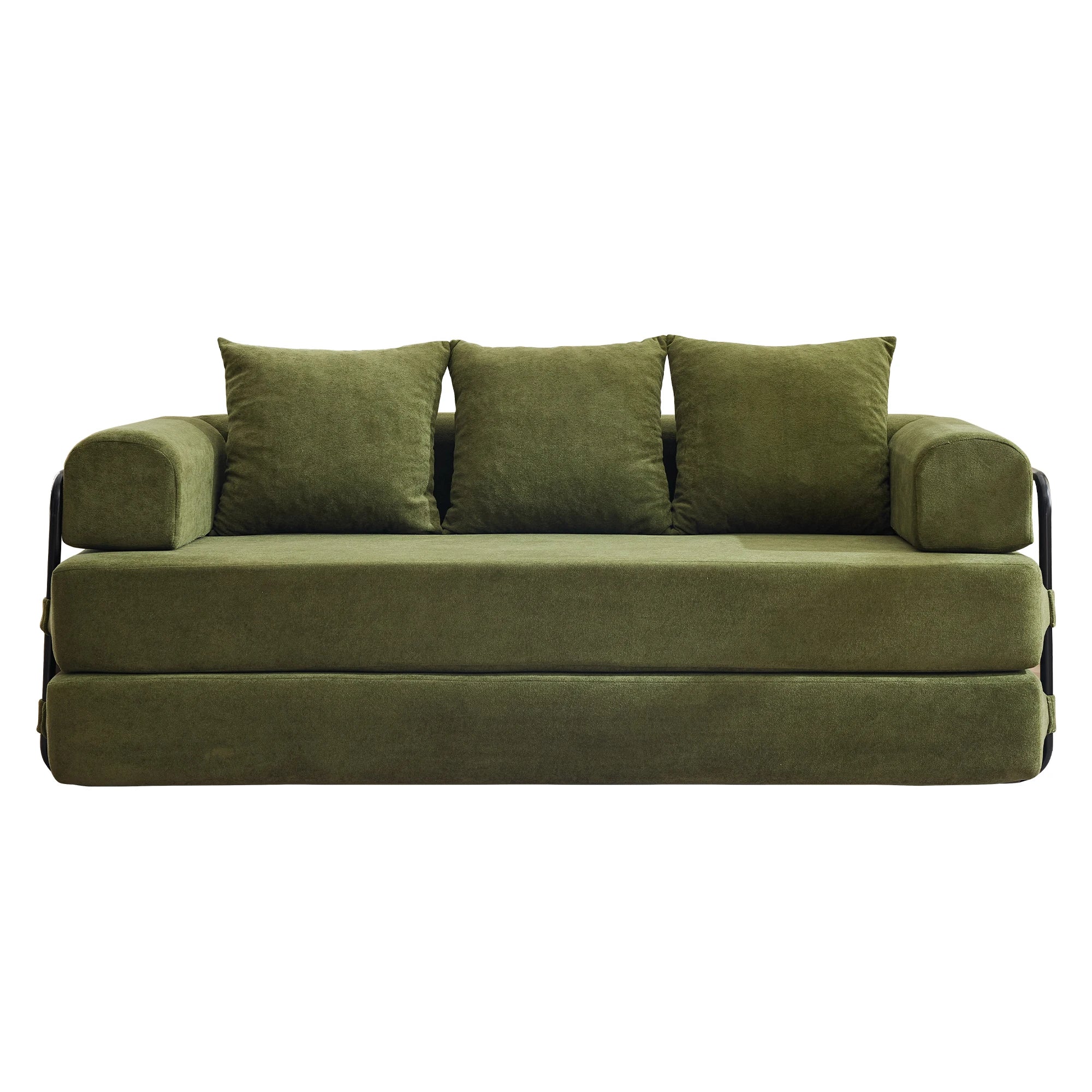 Korser Convertible Sofa Bed with Pillows Modular Floor Sofa with Fixed-Shape Frame Chenille Removable Folding Mattress Couch