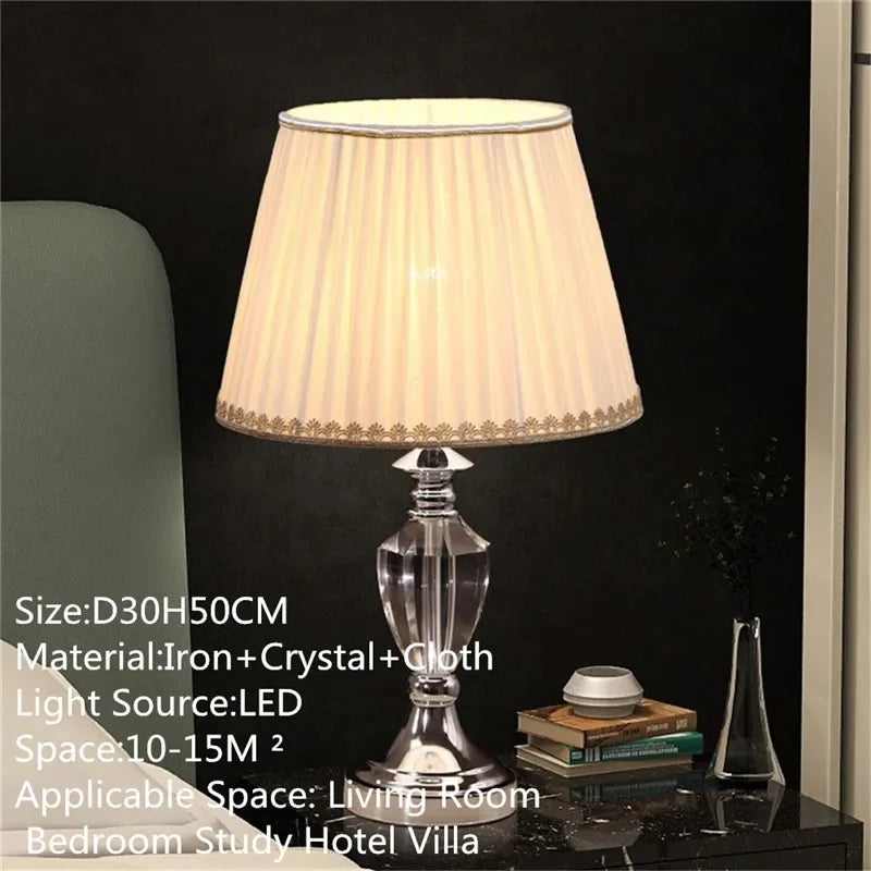 Nordic Modern Crystal Table Lamp LED Luxury Living Room Bedroom Study Villa Hotel Home Decoration Light