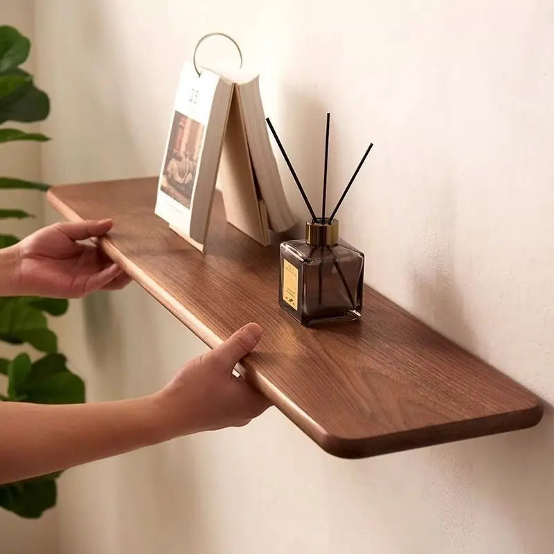 Solid Black Walnut Floating Shelf – Wall-Mounted Wood Ledge