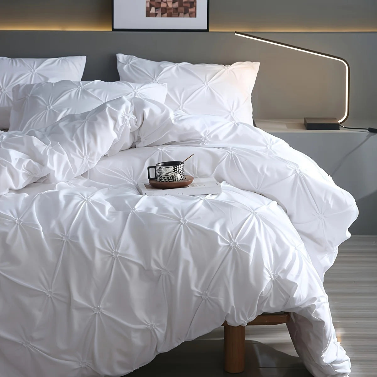 2/3 pieces of fashionable, simple and versatile solid color jacquard patterned quilt cover three-piece set, suitable for bedroom