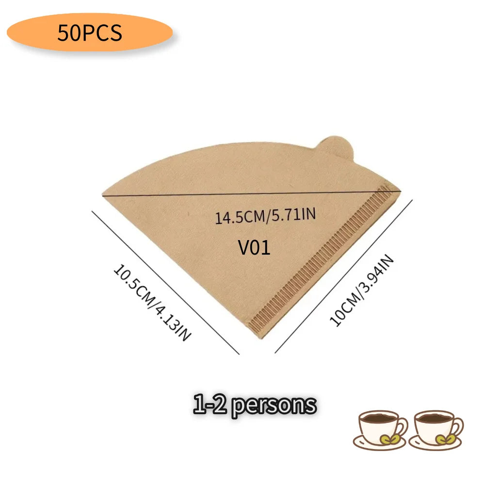 V-Shaped Disposable Coffee Filter Paper Bags – Eco-Friendly Hourglass Brewing Filters (50 / 100 Pack)