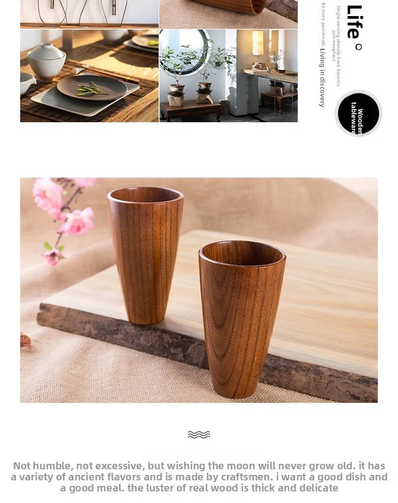 Elegant Solid Wood Teacup – New Chinese Style Anti-Scalding Water Cup