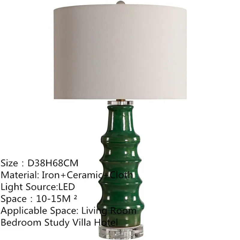 Contemporary Luxury Ceramic Table Lamp LEDAmerican Retro Creativity Living Room Bedroom Study Villa Hotel Bedside Desk Light