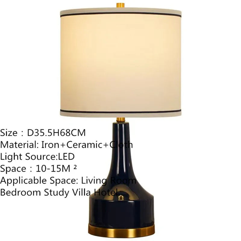 Contemporary Luxury Ceramic Table Lamp LED American Creativity Living Room Bedroom Study Villa Hotel Bedside Desk Light