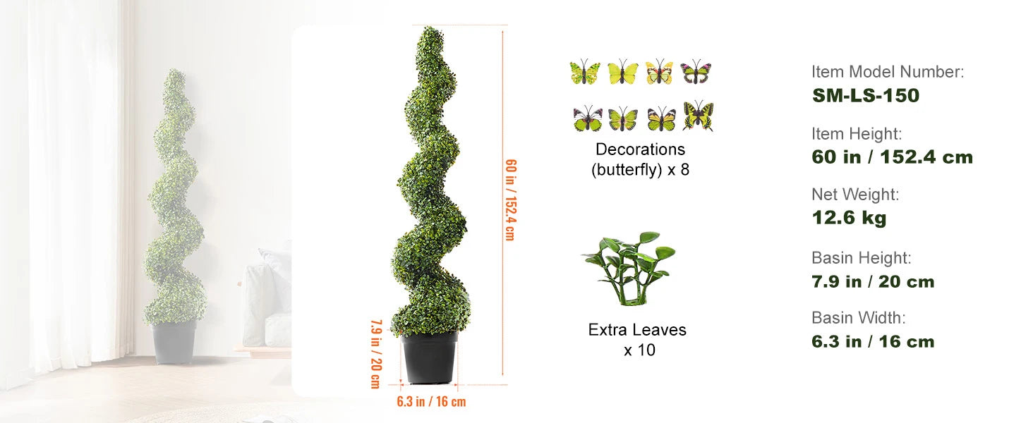 SucceBuy Artificial Boxwood Topiary Tree Faux Plant w/ Extra Leaves Pot Small Decoration UV Rated Set for Home Decor Indoor
