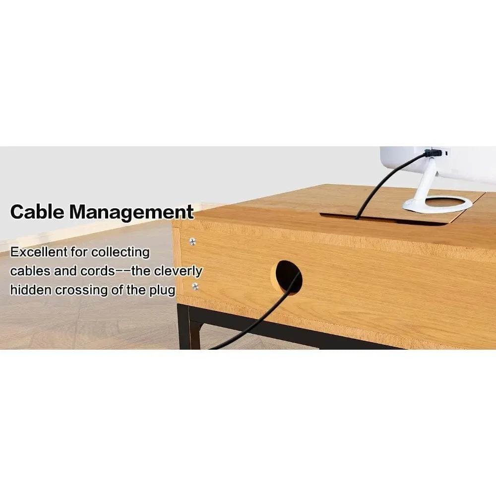 47 Inch Makeup Vanity Desk with Mirror Girls Dressing Table for Bedroom Home Office Desk with 2 Drawers And Cable Management