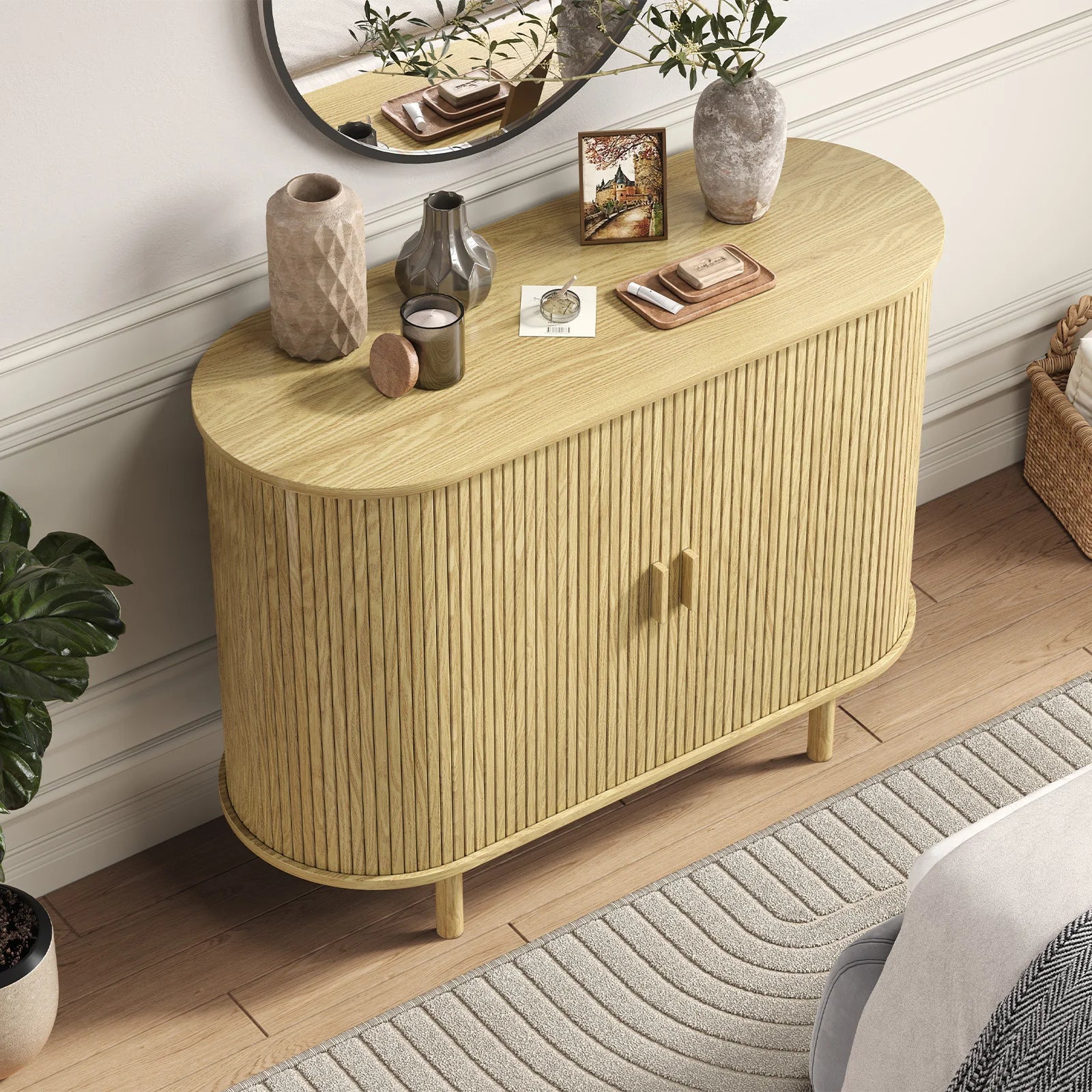 Sideboard Buffet Cabinet with Storage,40" Storage Cabinet with Sliding Door & Adjustable Shelf,Coffee Bar Cabinet Console Table