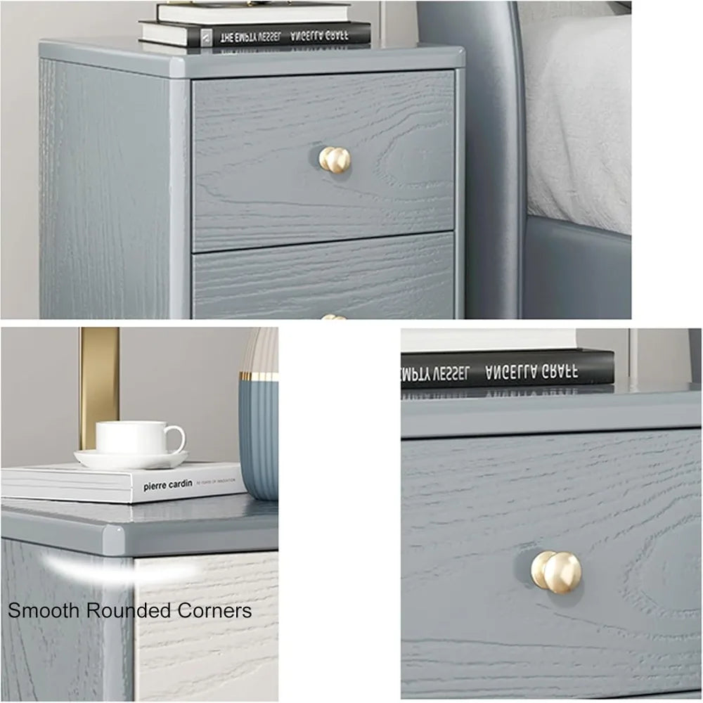 7.9 to 17.7 Inch Wide Modern 2-Drawer Nightstands for Bedrooms