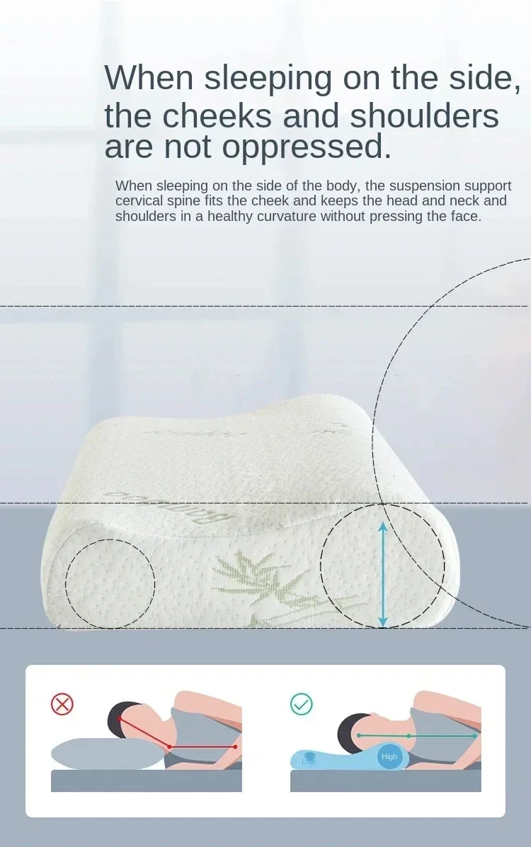 Bamboo Fiber Pillow Slow Rebound Health Care Memory Foam Pillow Memory Foam Pillow Orthopedic Pillows Support NeckRelief
