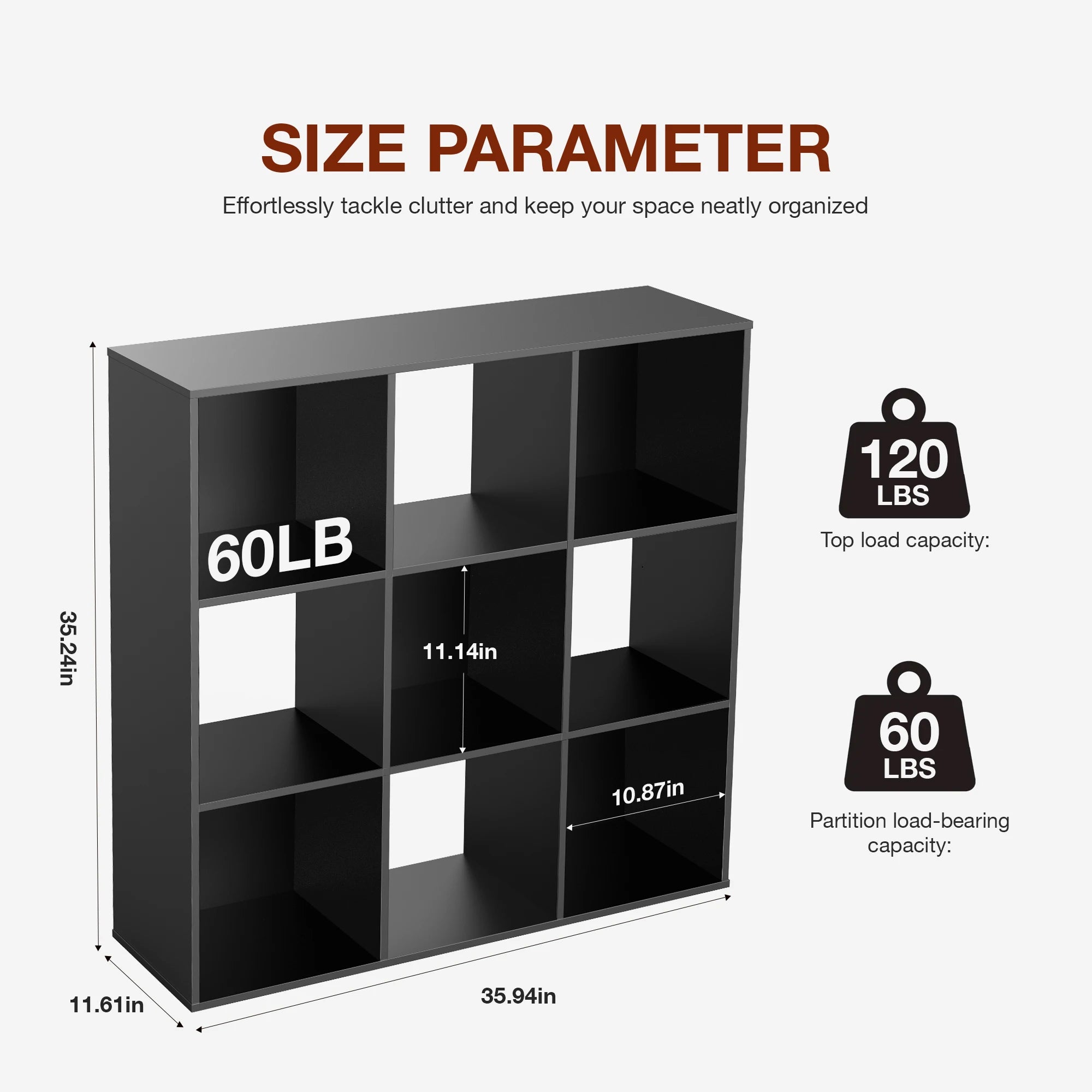 9 Cube Wooden Storage Organizer Shelf – Open Bookcase for Living Room & Home Office