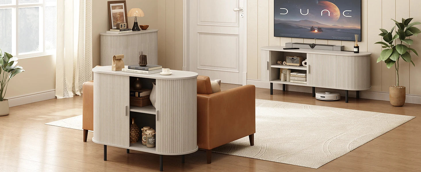 Sideboard Buffet Cabinet with Sliding Door, Storage Cabinet & Adjustable Shelf, Coffee Bar Cabinet Console Table