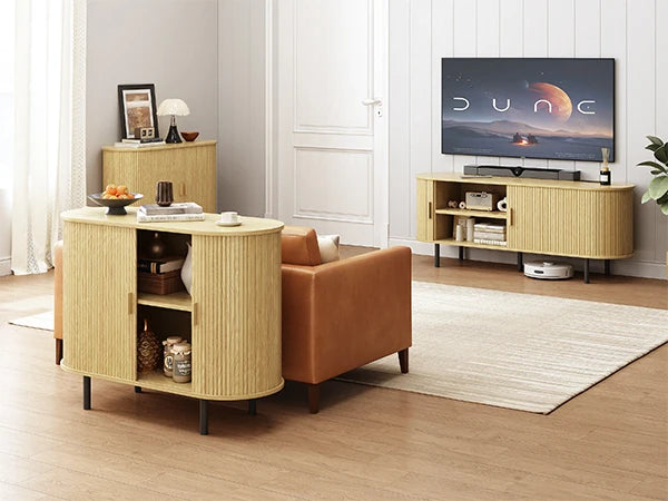 Sideboard Buffet Cabinet with Sliding Door, Storage Cabinet & Adjustable Shelf, Coffee Bar Cabinet Console Table