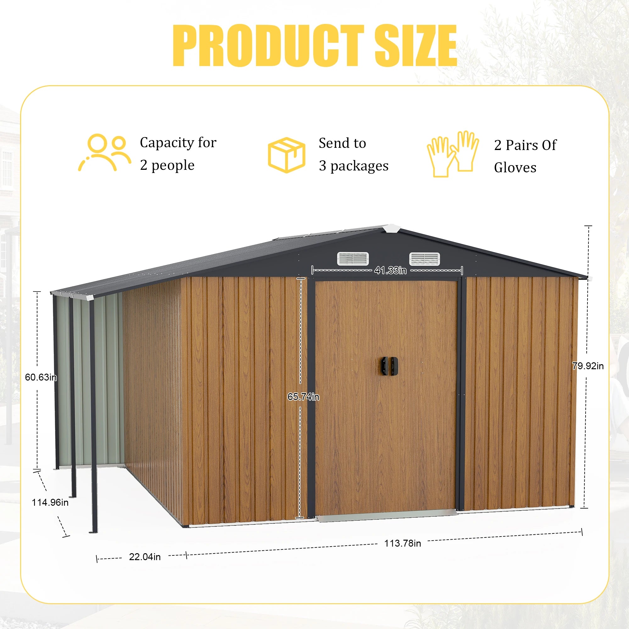 Outdoor Metal Storage Shed – 10 ft × 12 ft Extra Large Steel Shed