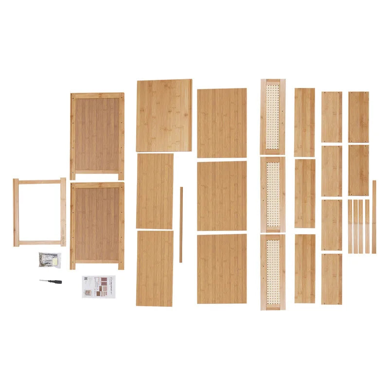 3- Drawer Bamboo Wood Bedside Table Nightstand Storage Cabinet Bedroom Bedside End Table Furniture