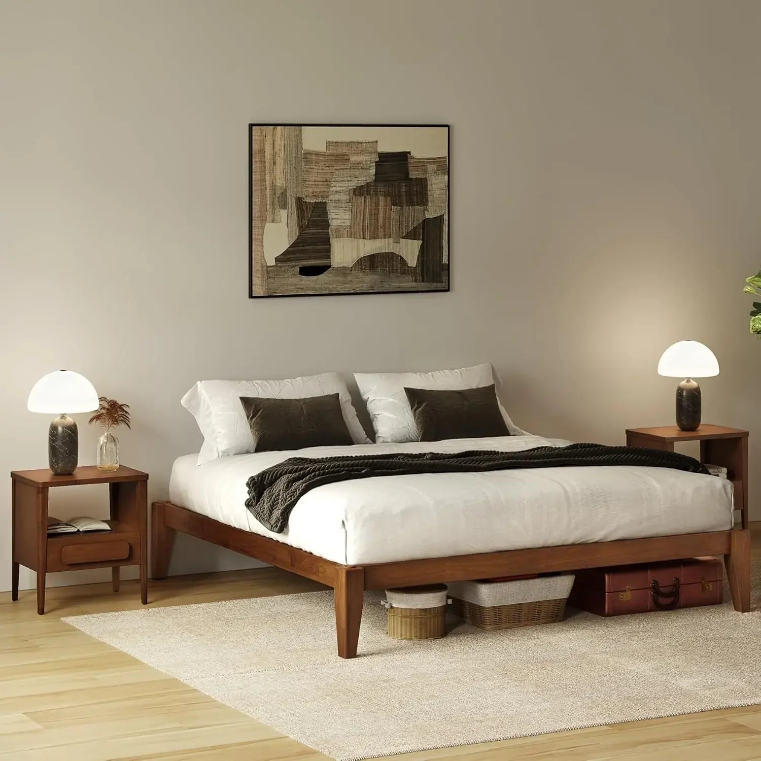 King Size Solid Wood Platform Bed Frame – Japanese Joinery Design
