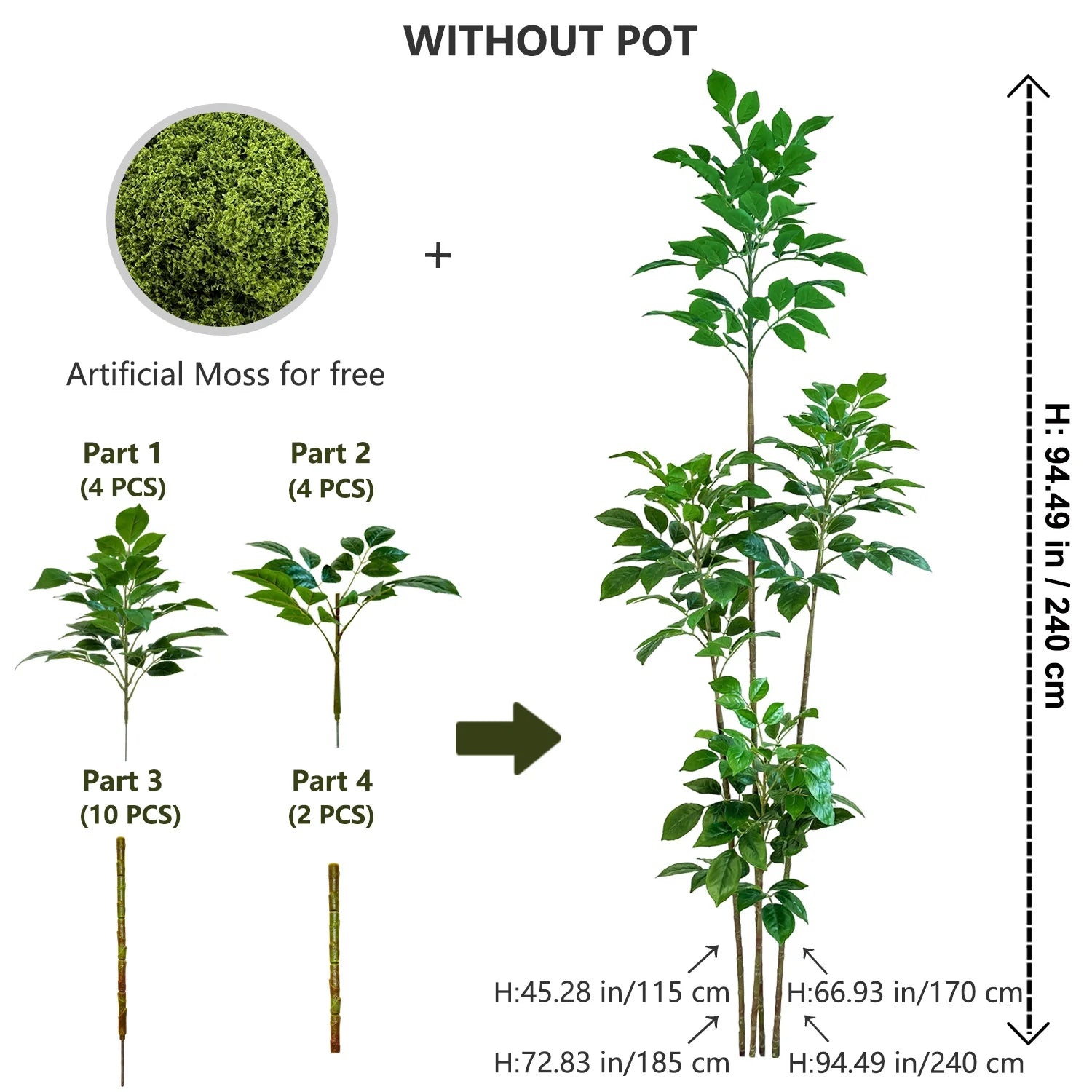 Artificial Green Tree – Realistic Touch Indoor & Outdoor Décor (105–240 cm)