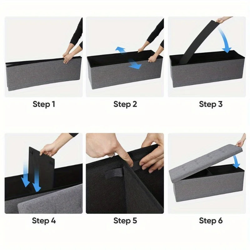 Storage Ottoman Bench – 43″ Folding Padded Footrest