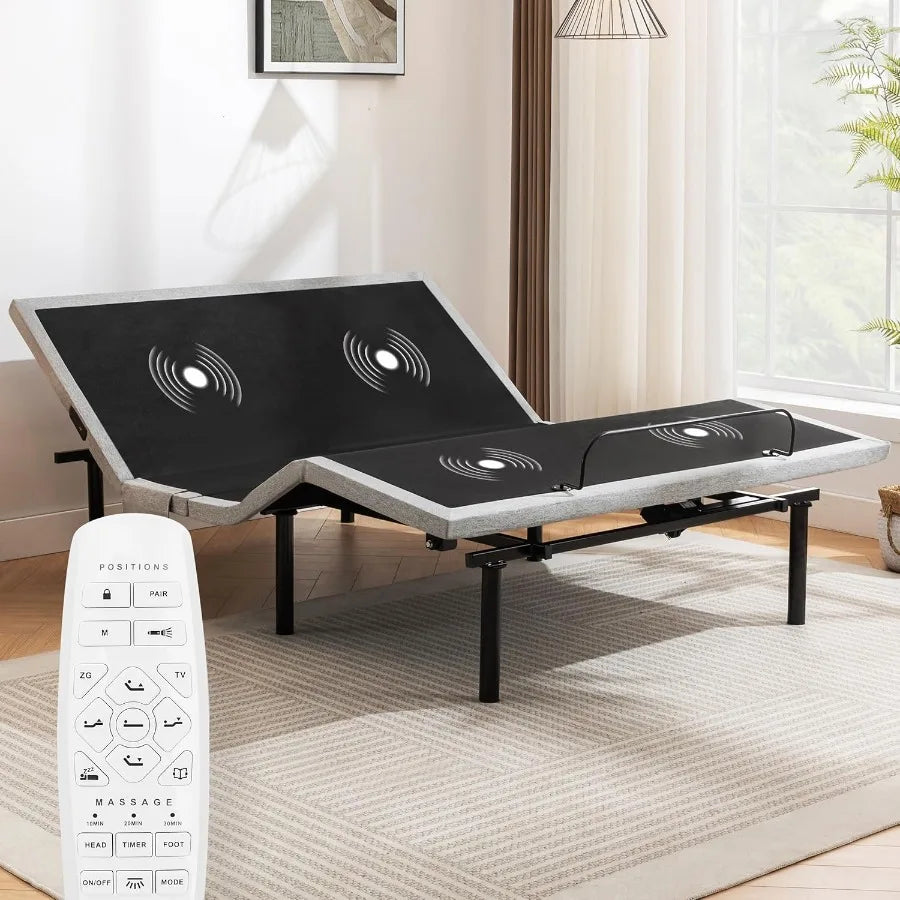 Queen Adjustable Bed Frame – Zero Gravity with 3D Massage & Upholstered Design